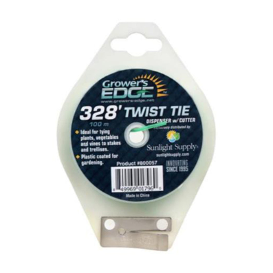 Grower's Edge green twist tie dispenser with cutter 328 ft