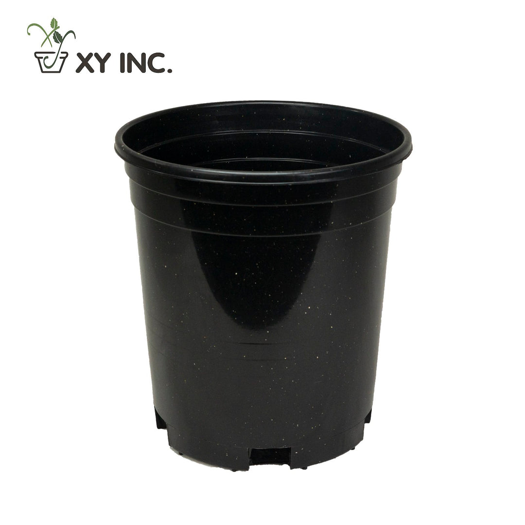 XY injection molded black plastic nursery pot, 1 Gallon
