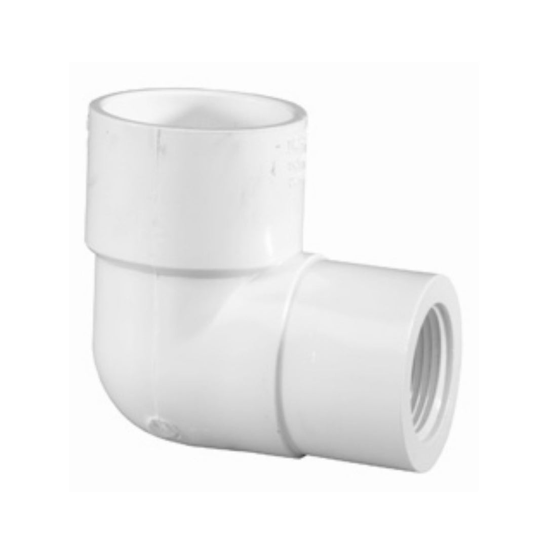 Dura Schedule 40 PVC 90 degree reducing elbow 1 in slip x 3/4 in FPT