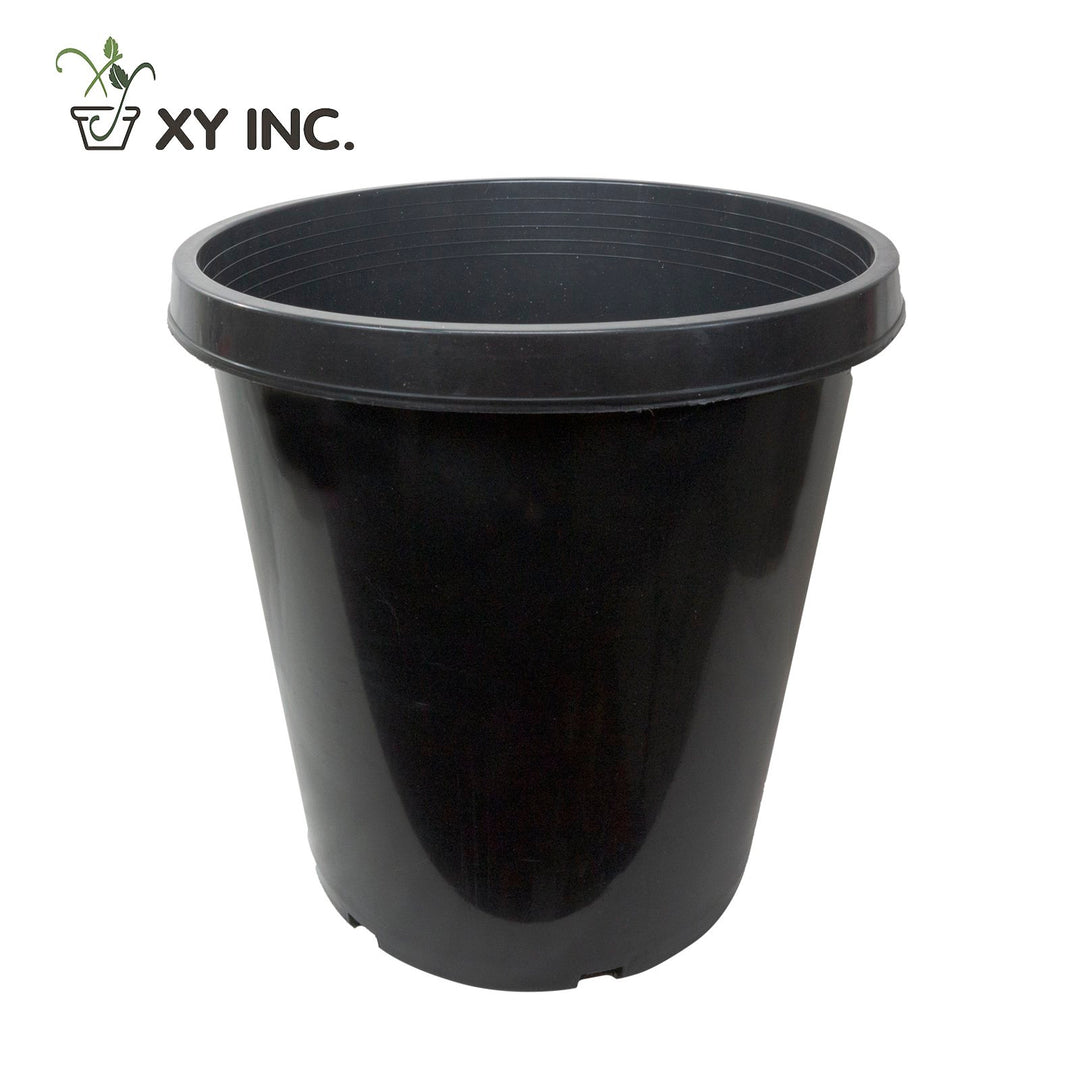 XY injection molded black plastic nursery pot, 15 Gallon