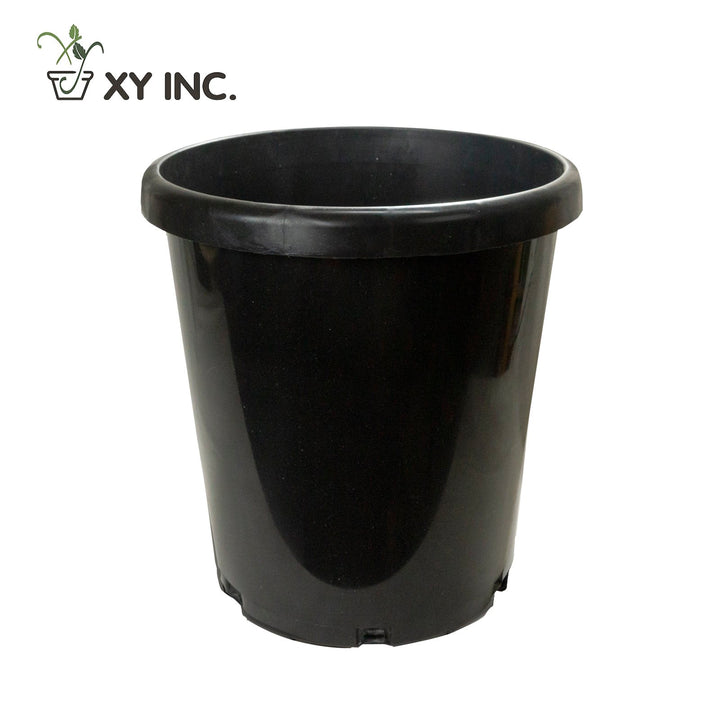 XY injection molded black plastic nursery pot, 7 Gallon