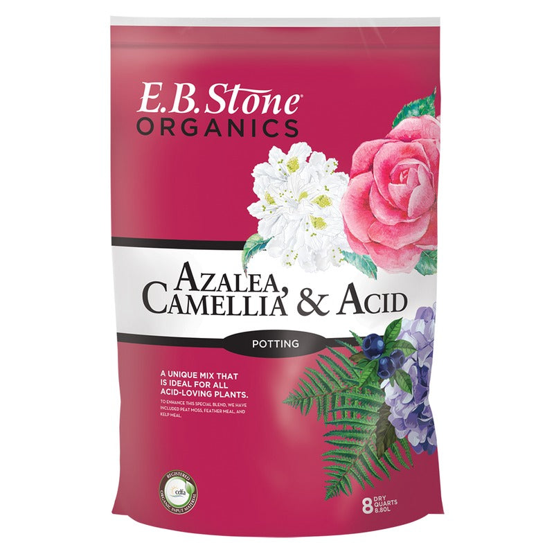 E.B. Stone Organics Azalea Camellia Potting Soil - Acidic Potting Mix for Acid Loving Plants - 8 Quart