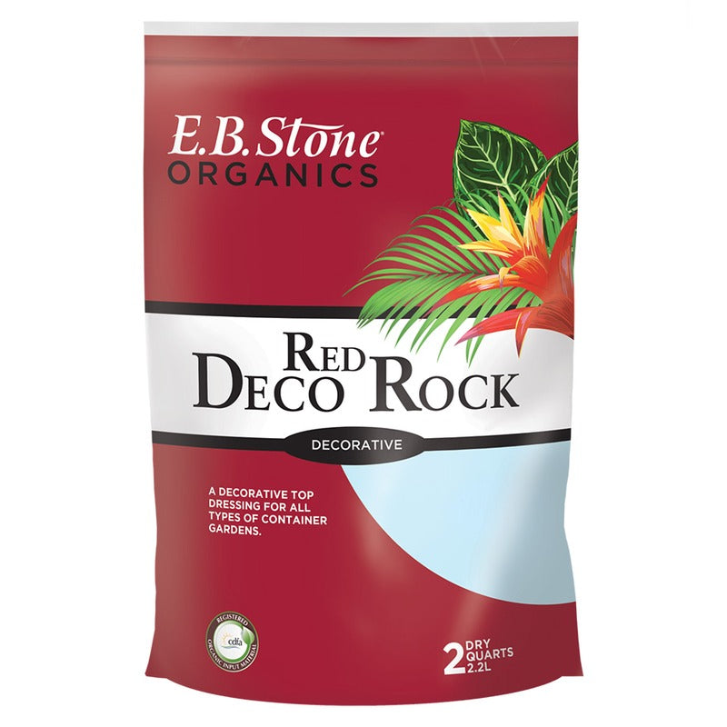 E.B. Stone Decorative Rock for Plants, Red - Garden Rocks and Pot Topper Stones for Indoor and Outdoor Planters - 2 Quart