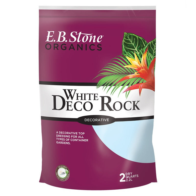 E.B. Stone Decorative Rock for Plants, White - Garden Rocks and Pot Topper Stones for Indoor and Outdoor Planters - 2 Quart