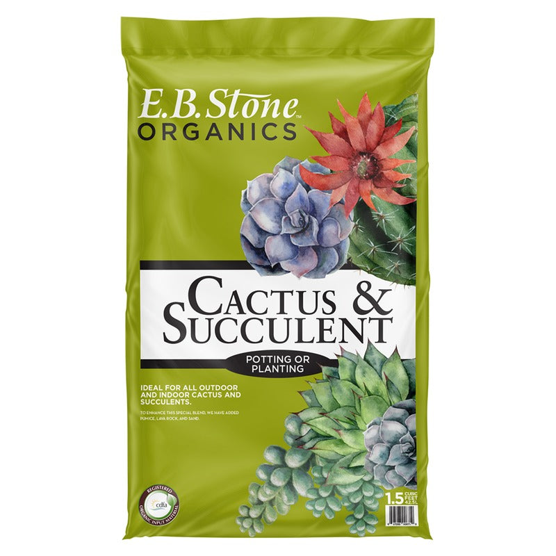 E.B. Stone Organics Cactus Soil Potting Mix - Succulent Potting Mix with Extra Pumice - 8 Quart and 1.5 Cubic Foot