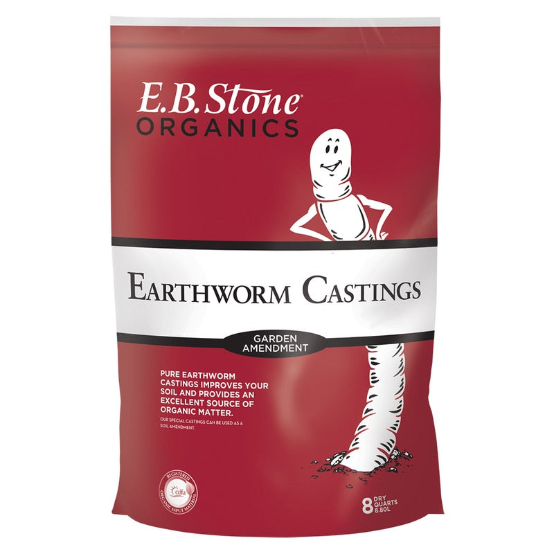 E.B. Stone Organics Worm Castings for Plants - Organic Earthworm Castings Soil Amendment and Fertilizer - 8 Quart and 1 Cubic Foot