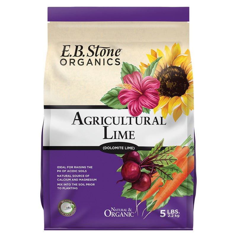 E.B. Stone Organics Dolomite Lime - Raises Soil pH with Calcium and Magnesium for Lawns and Gardens - 5 lb