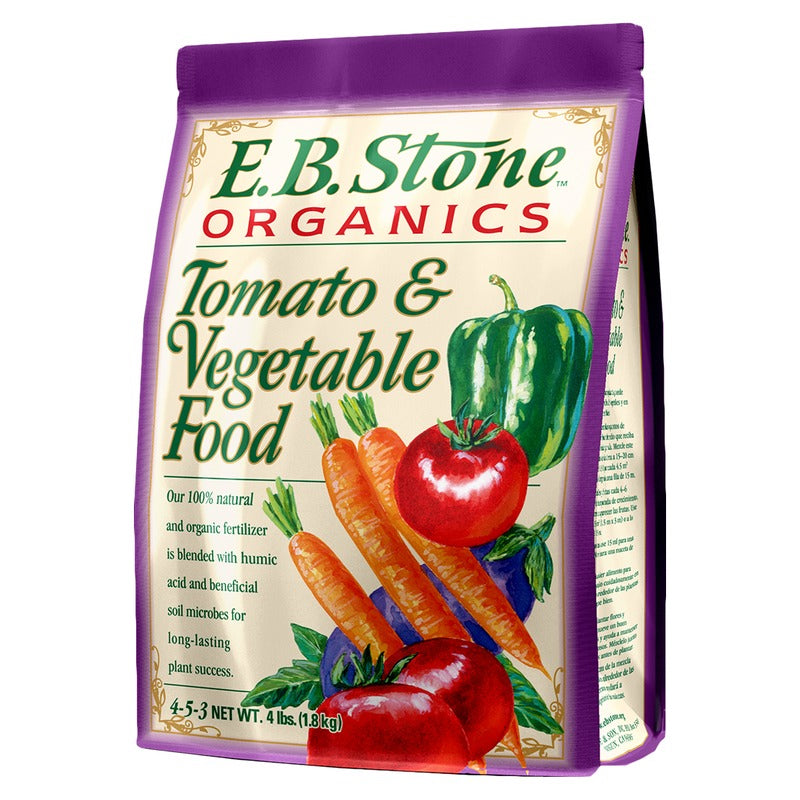 E.B. Stone Organics Tomato and Vegetable Food 4-5-3 - Natural Fertilizer for Vegetable Gardens and Strawberries - 4 lb