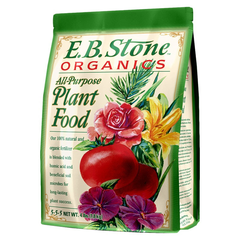 E.B. Stone Organics All Purpose Plant Food 5-5-5 - Natural Fertilizer for Vegetables, Trees, Shrubs and Lawns - 4 lb