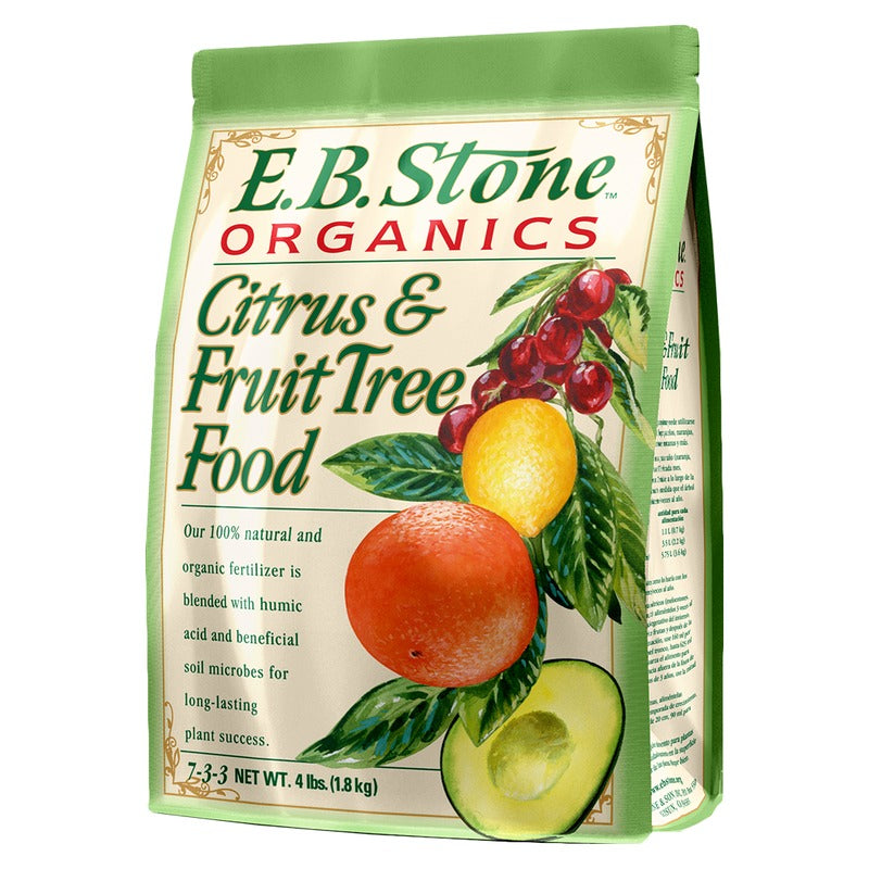 E.B. Stone Organics Citrus and Fruit Tree Food 7-3-3 - Natural Fertilizer for Citrus and Fruit Trees - 4 lb