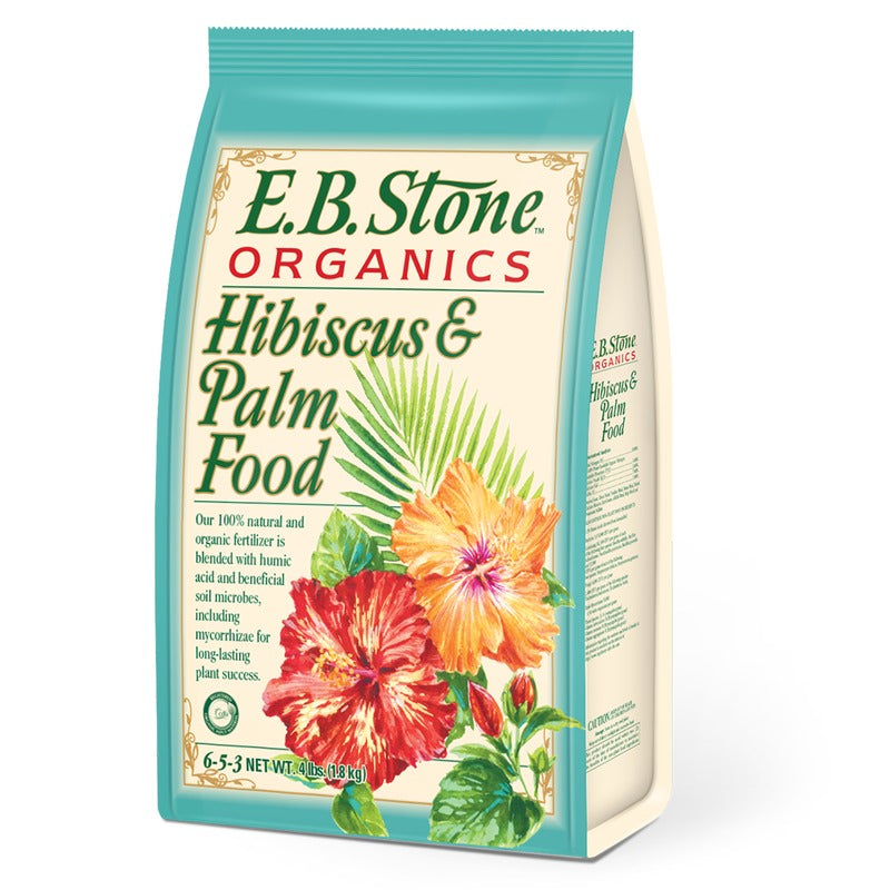 E.B. Stone Organics Hibiscus and Palm Food 6-5-3 - Natural Fertilizer for Palms and Tropical Plants - 4 lb