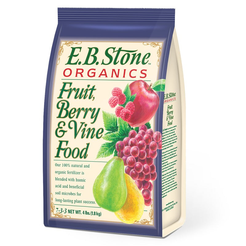 E.B. Stone Organics Fruit, Berry and Vine Food 7-3-3 - Natural Fertilizer for Fruit Trees and Berries - 4 lb