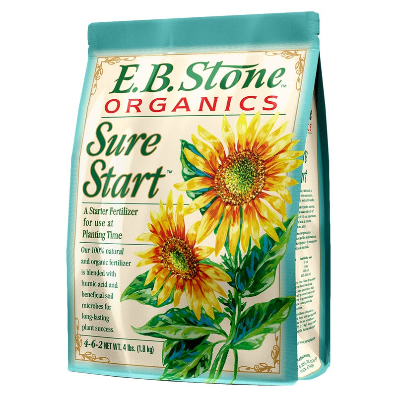 E.B. Stone Organics Sure Start Fertilizer 4-6-2 - Natural Transplant Fertilizer for Strong New Roots - 4 lb