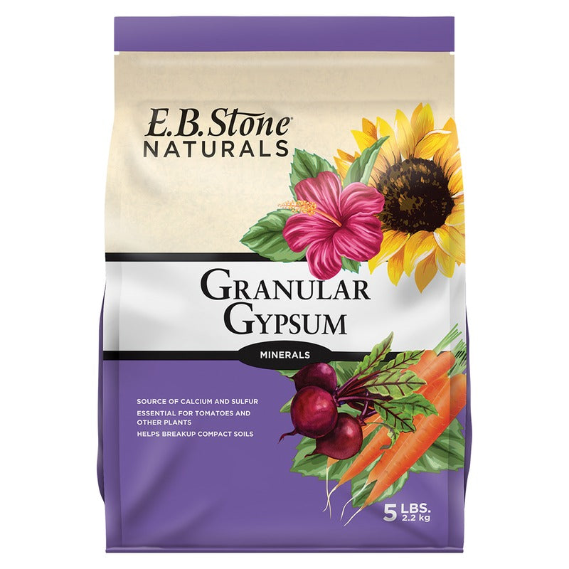 E.B. Stone Granular Gypsum Soil Amendment - Calcium and Sulfur Source to Loosen Clay and Alkaline Soil - 5 lb