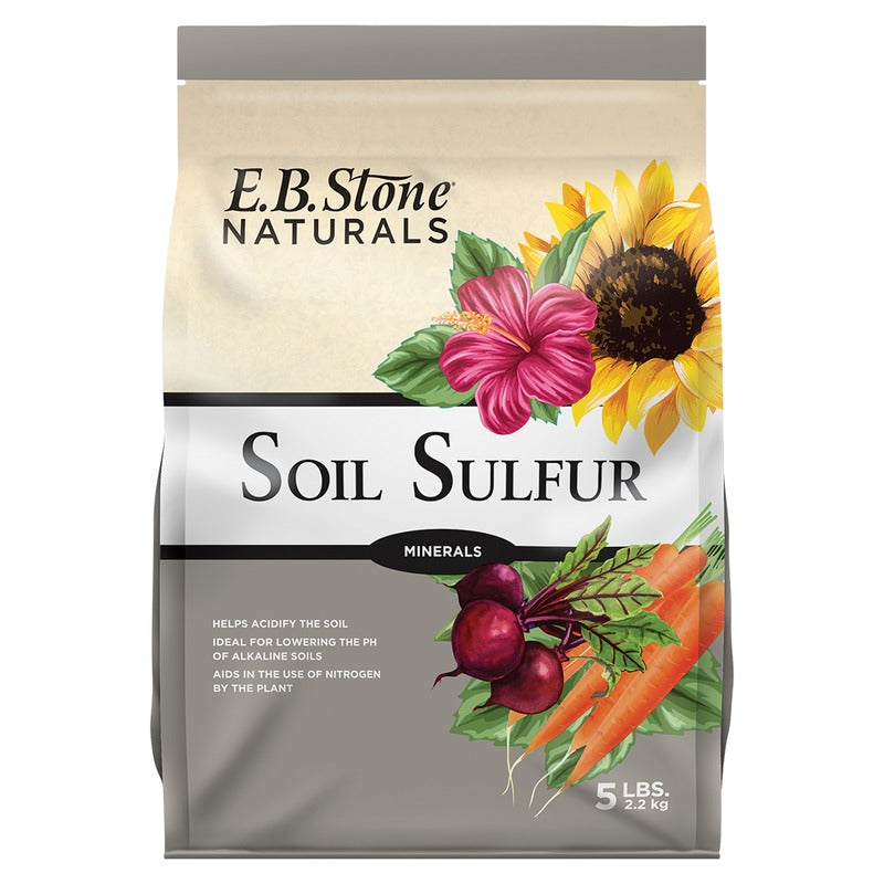 E.B. Stone Soil Sulfur - Natural Elemental Sulfur to Lower Soil pH in Alkaline Soils - 5 lb