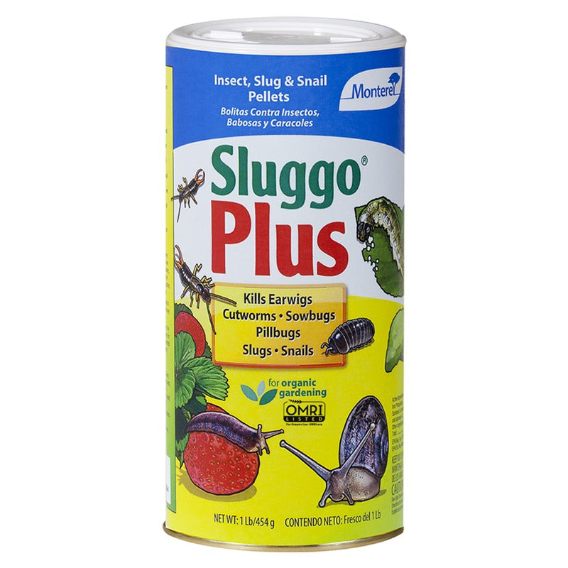 Monterey Sluggo Plus Insect, Slug & Snail Pellets - OMRI Listed Iron Phosphate and Spinosad Bait - 1 lb