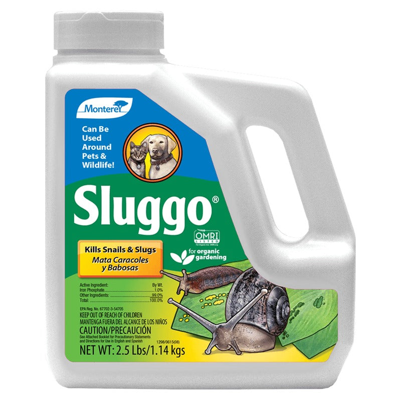 Monterey Sluggo Snail & Slug Bait - OMRI Listed Iron Phosphate Pellets, Safe Around Pets and Wildlife - 2.5 lb