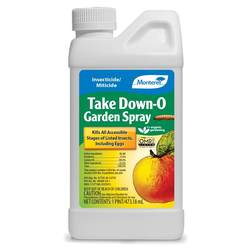 Monterey Take Down-O Garden Spray - OMRI Listed Pyrethrin and Canola Oil Insecticide Concentrate - 16 oz