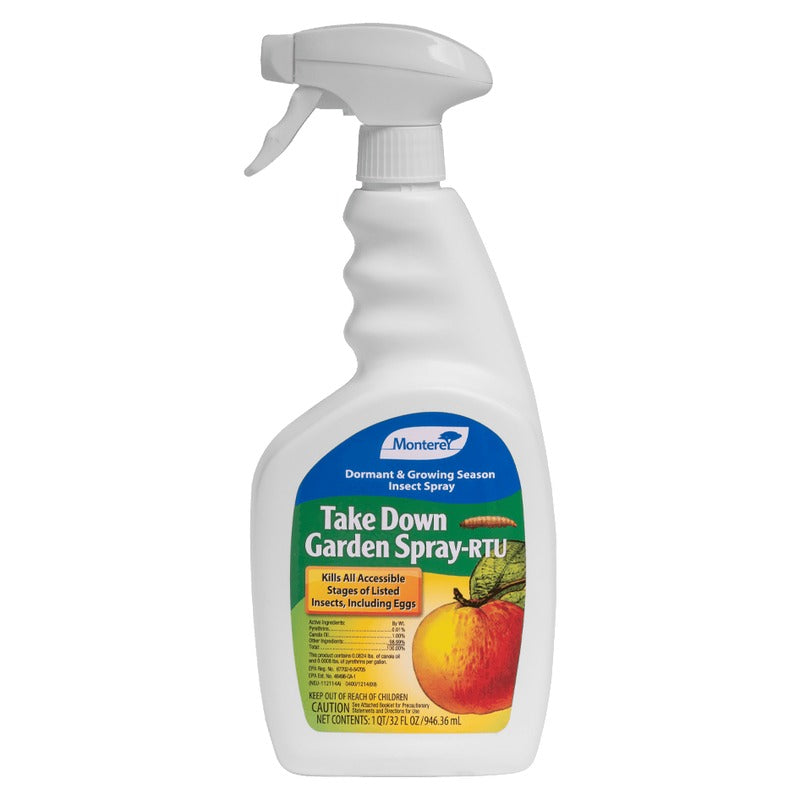 Monterey Take Down Garden Spray RTU - Ready-to-Use Pyrethrin and Canola Oil Insecticide and Miticide - 32 oz