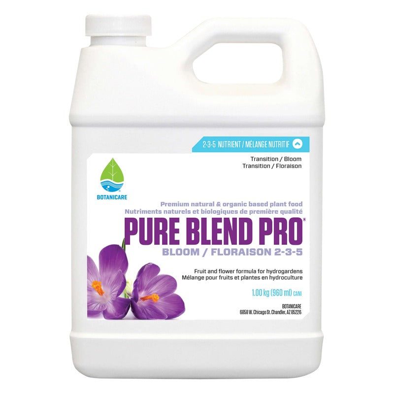 Botanicare Pure Blend Pro Bloom 2-3-5 - One-Part Hydroponic Bloom Base Nutrient - 1 Quart
