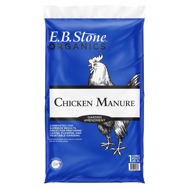 E.B. Stone Organics Chicken Manure - Composted Garden Fertilizer and Soil Amendment - 1 Cubic Foot