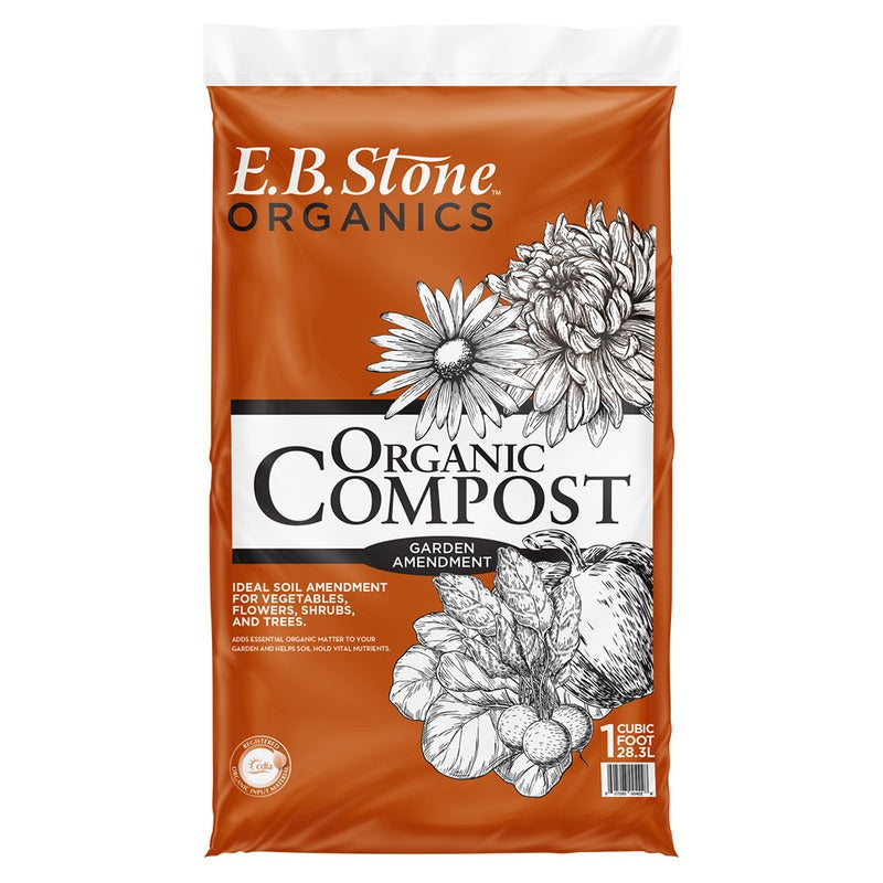 E.B. Stone Organics Organic Compost - Garden Amendment for Vegetables, Flowers, Shrubs and Trees - 1 Cubic Foot