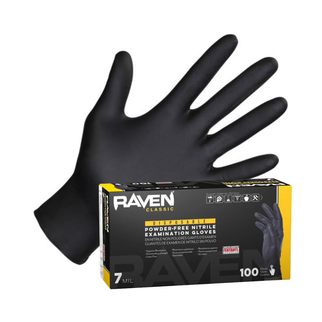 SAS Safety Raven black nitrile gloves 7 mil box of 100