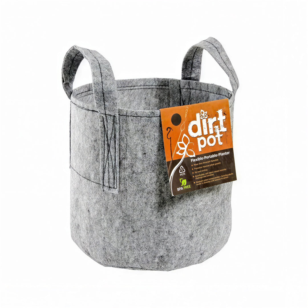 Dirt Pot Grey Fabric Pot with Handles 7 Gallon