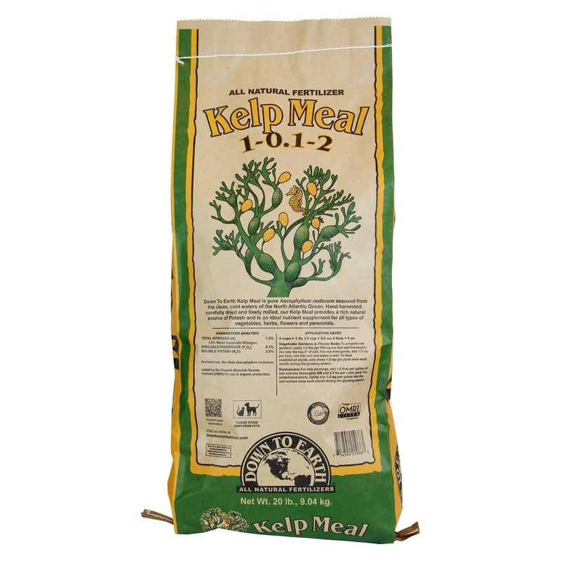Down To Earth Kelp Meal 1-0.1-2 - Organic Seaweed Fertilizer from North Atlantic Kelp - 20 lb