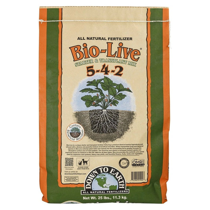 Down To Earth Bio-Live 5-4-2 - Organic Starter and Transplant Fertilizer with Mycorrhizae