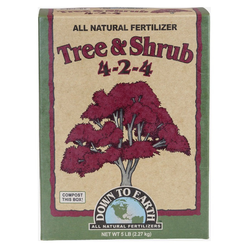 Down To Earth Tree & Shrub 4-2-4 - Mycorrhizae Transplant Fertilizer for Trees and Shrubs - 5 lb