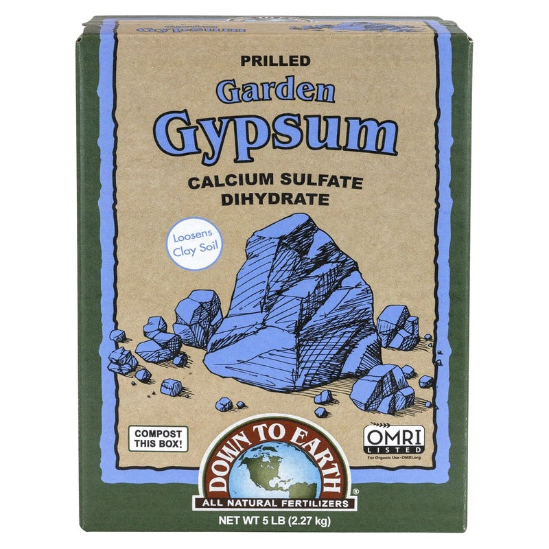 Down To Earth Garden Gypsum - Prilled Calcium Sulfate Soil Amendment for Clay Soil - 5 lb
