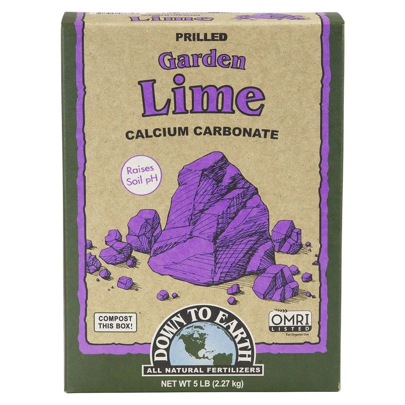 Down To Earth Garden Lime - Prilled Calcium Carbonate Limestone to Raise Soil pH - 5 lb