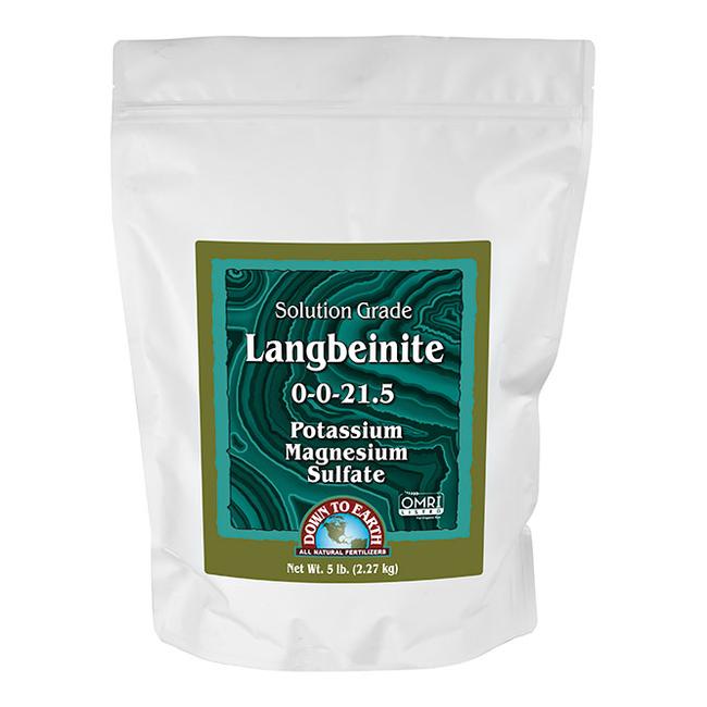Down To Earth Solution Grade Langbeinite 0-0-21.5 - Water-Soluble Potassium, Magnesium, Sulfur - 5 lb