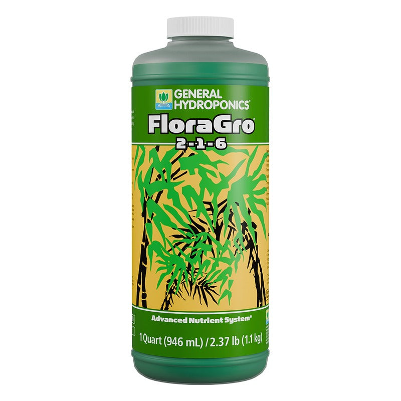 General Hydroponics FloraGro 2-1-6 - Vegetative Growth Base Nutrient - 1 Quart