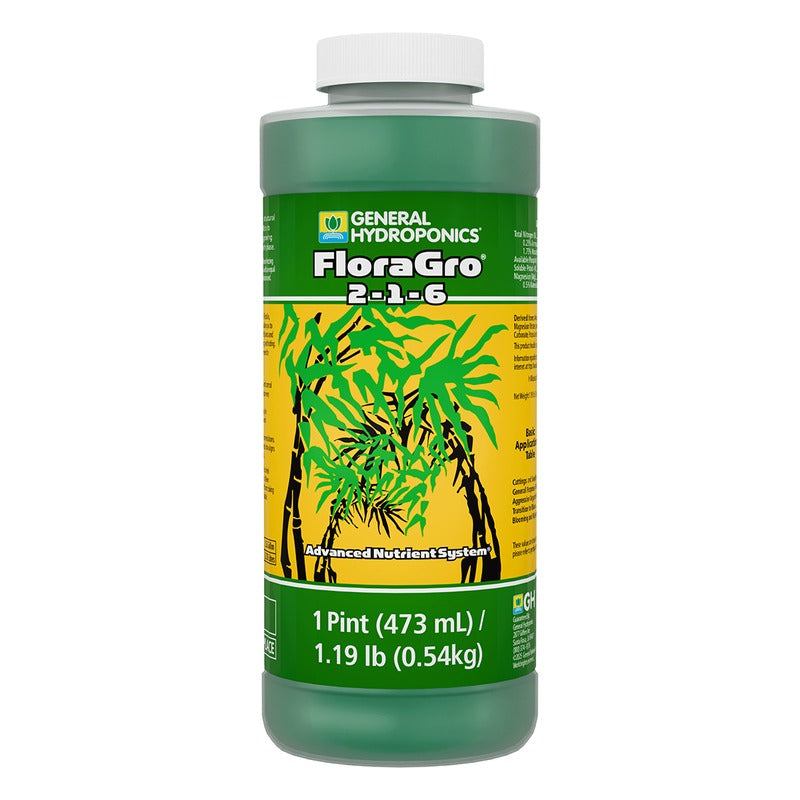 General Hydroponics FloraGro 2-1-6 - Vegetative Growth Base Nutrient - 1 Pint