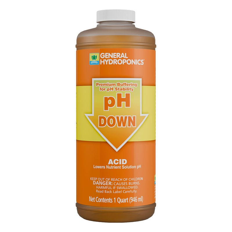 General Hydroponics pH Down Liquid - Phosphoric Acid pH Adjuster for Hydroponic Nutrient Solutions - 1 Quart - Pickup in Store Only