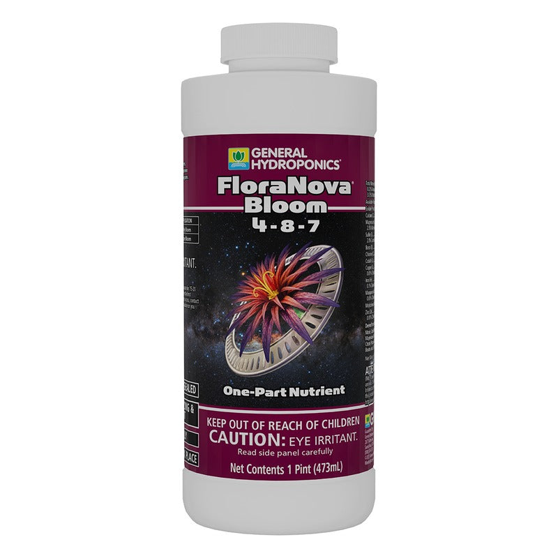 General Hydroponics FloraNova Bloom 4-8-7 - One-Part Liquid Base Nutrient for Flowering and Fruiting - Pint, Quart and 1 Gallon