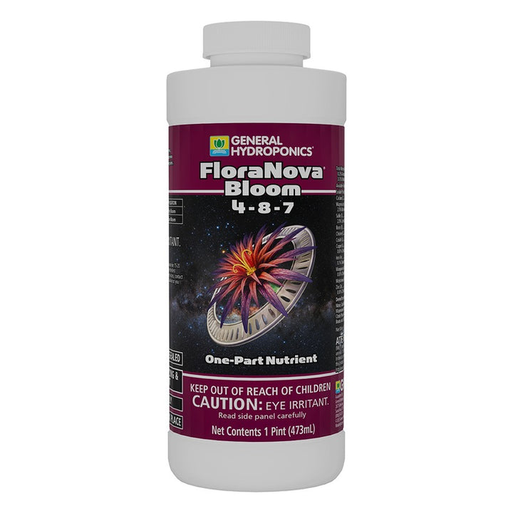 General Hydroponics FloraNova Bloom 4-8-7 - One-Part Liquid Base Nutrient for Flowering and Fruiting - Pint, Quart and 1 Gallon
