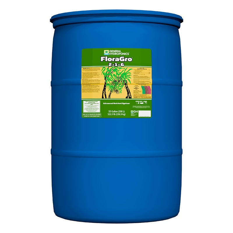 General Hydroponics FloraGro 2-1-6 - FloraSeries Vegetative Growth Base Nutrient - 55 Gallon Drum