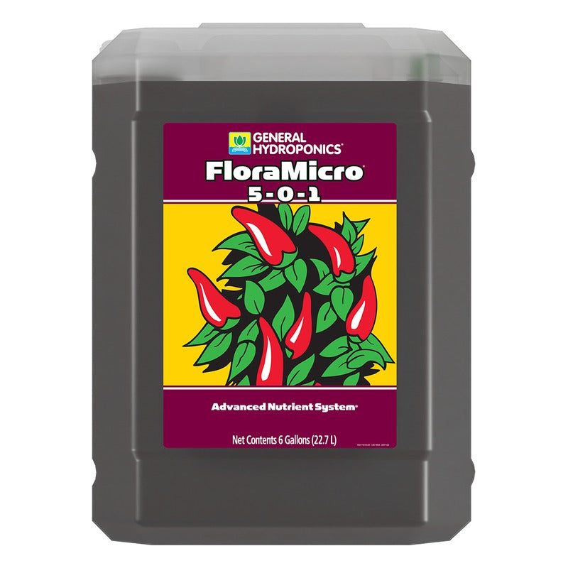 General Hydroponics FloraMicro 5-0-1 - FloraSeries Calcium and Chelated Micronutrient Base - 6 Gallon and 55 Gallon