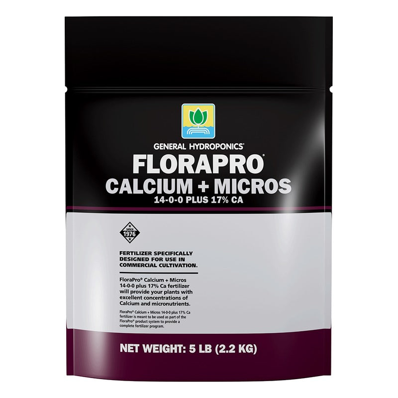 General Hydroponics FloraPro Calcium + Micros 14-0-0 - Commercial Water-Soluble Calcium and Micronutrient Fertilizer - 5 lb Bag