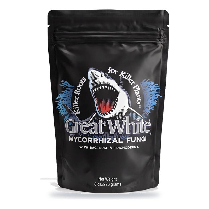 Great White Premium Mycorrhizae mycorrhizal fungi with bacteria and Trichoderma, 8 oz pouch