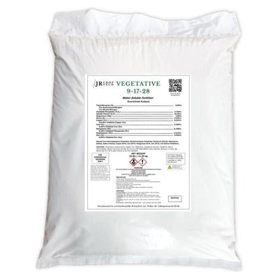 JR Croptech Vegetative Mix 9-17-28 water soluble fertilizer, 25 lb bag