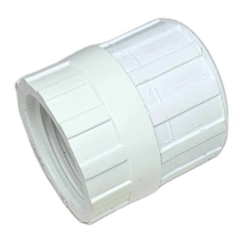 White PVC female hose swivel coupling, 3/4 in FHT x 3/4 in FHT