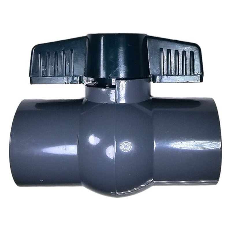 PVC slip ball valve, 1 in, gray body with black T-handle