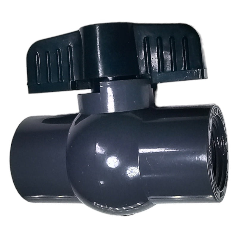 PVC threaded (FPT) ball valve, 3/4 in, gray body with black T-handle