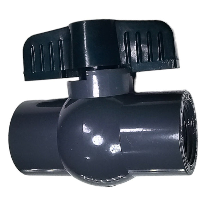 PVC threaded (FPT) ball valve, 3/4 in, gray body with black T-handle
