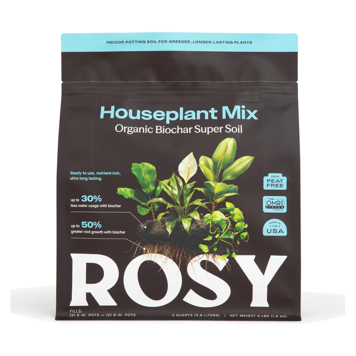 Rosy Soil Houseplant Soil 4 quart bag, front