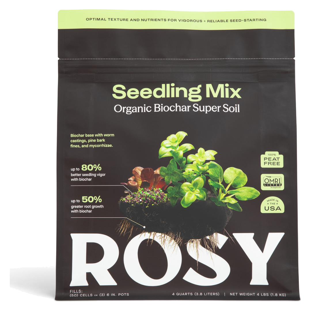 Rosy Soil Seedling Soil 4 quart bag, front
